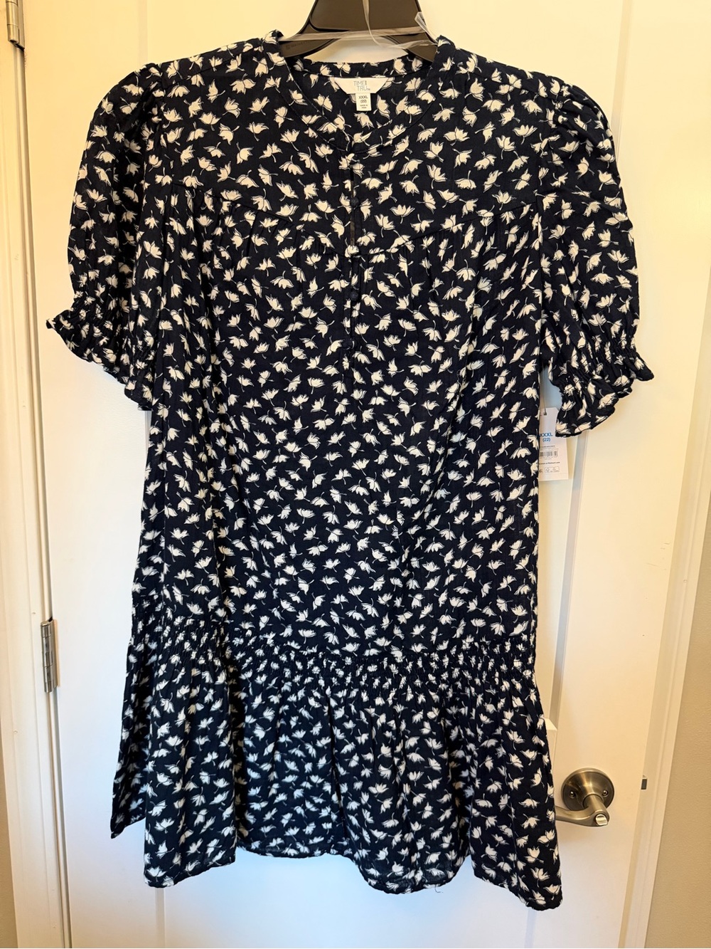 3XL Navy Blue Floral Ruffle mini Dress